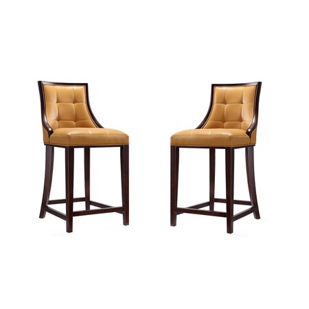 Manhattan Comfort Fifth Ave Counter Stool in Camel and Dark Walnut, PK2 2-CS012-CL